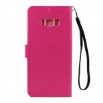 Wholesale Galaxy S8 Multi Pockets Folio Flip Leather Wallet Case with Strap (Hot Pink)